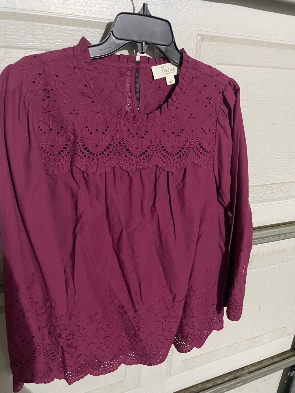 Nurture by Lamaze Plum Eyelet Ruffle Yoke Blouse